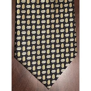 Paolo Davide Gold Black Hand Made 100% Woven Silk Men’s Neck Tie